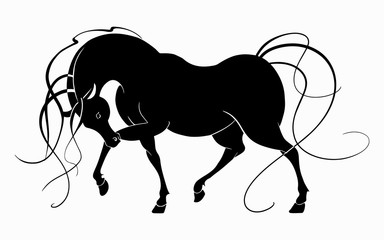 Horse black silhouette. Vector illustration.