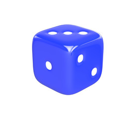 3D realistic render of blue dice on white background. Clipping path.