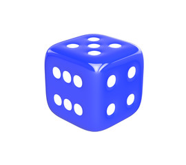 3D realistic render of blue dice on white background. Clipping path.