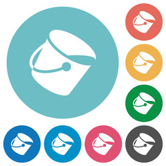 Paint bucket flat round icons