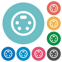 S-video connector flat round icons