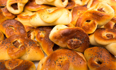 Many buns with jam as a background