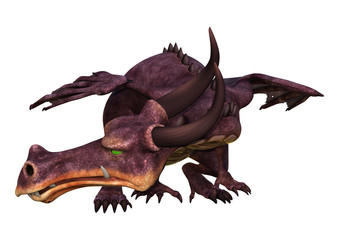 3D Rendering Fantasy Dragon on White