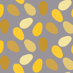 Easter eggs set in gold colors palette vector pattern illustration on a gray background