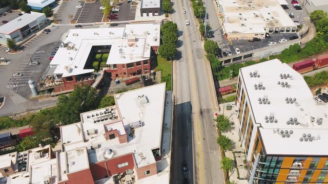 Atlanta Aerial v329 Birdseye flying low around Westside Provisions District sunny 11/17