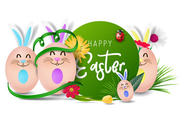 Obraz na płótnie Canvas Happy easter image vector. Vector modern easter eggs background. Template Easter greeting card, vector.