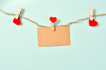 Blank Greeting Card with Love and Hemp Rope