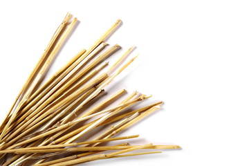 Obraz premium Straw pile isolated on white background and texture, top view