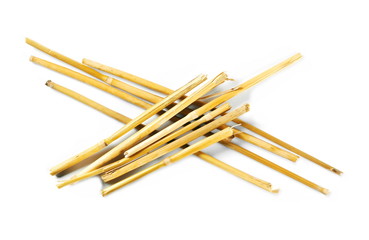Straw pile isolated on white background and texture, top view