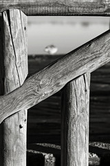 Wooden structure on the lake pier
