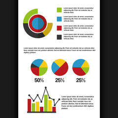 set of business infographics elements with different statistical graphs and charts vector illustration