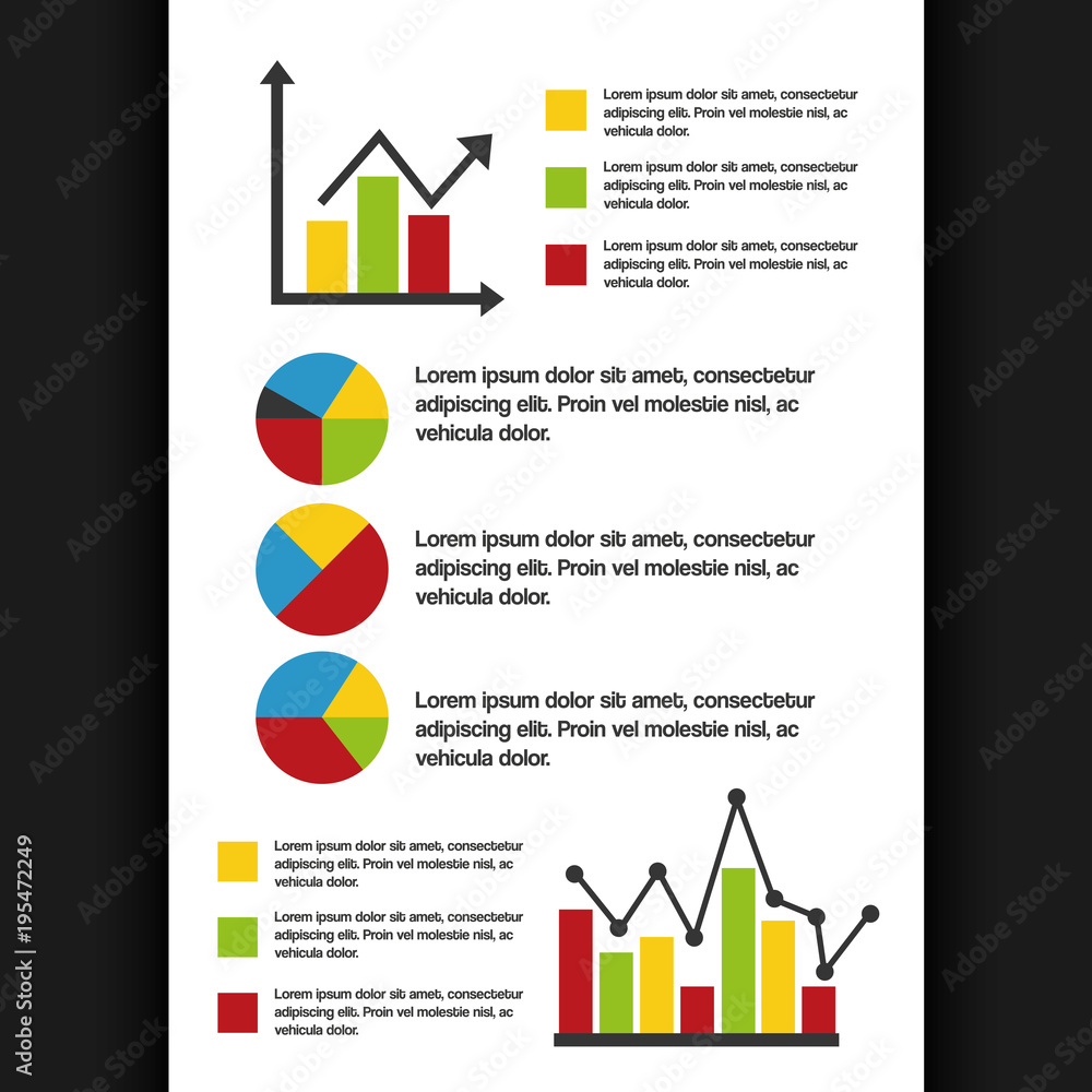 Poster charts and graphs paper financial investment analytic and business statistics data vector illustrati