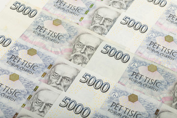 Fototapeta na wymiar czech banknotes crowns background