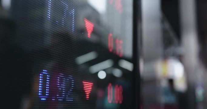 Stock market display in the city
