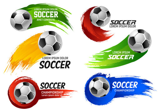 Vector soccer football ball sport game emblems