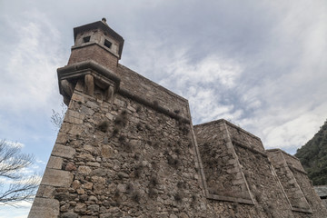  Ancient construction in medieval village of Villefranche-de-Conflent, unesco world heritage site. Occitanie.France.