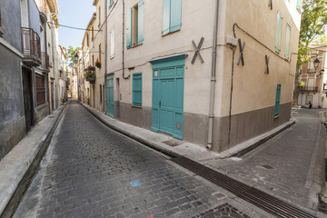 French village street  in Ceret, France.