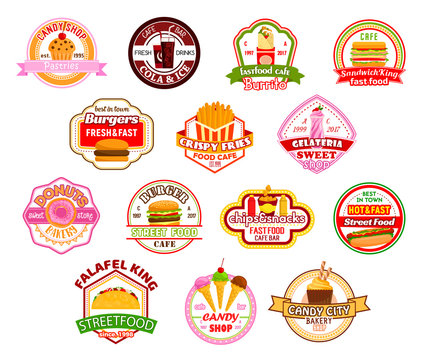 Vector fast food restaurant cafe icons