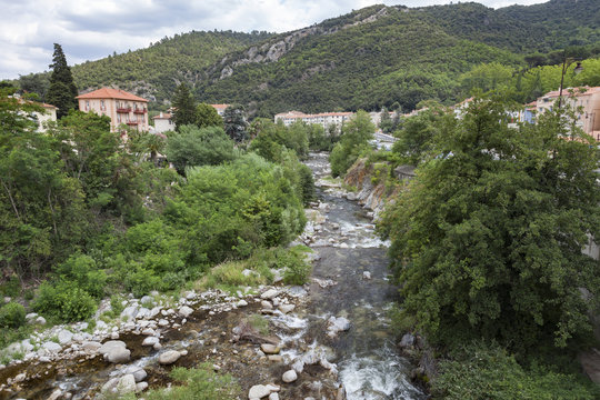 Landscape, pyrenees mountain in Amelie les bains, Occitanie,France.