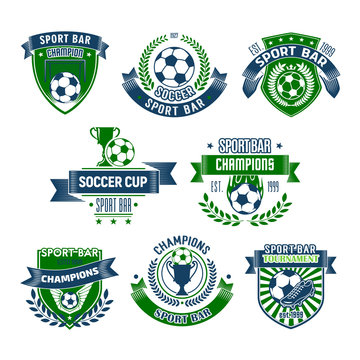 Vector football isolated icons for sport bar
