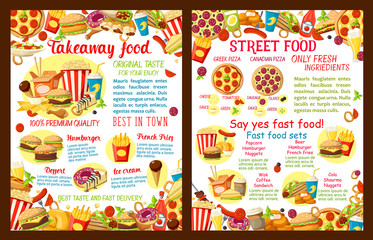 Vector takeaway street food restaurant poster