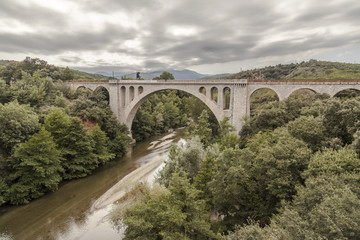 Fototapeta na wymiar Old bridge, Ceret, France.