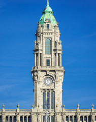 The toer of City Hall in Porto city, Portugal