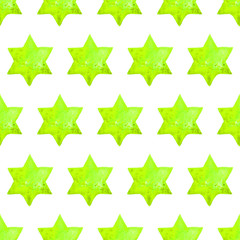 Seamless Watercolor Stars Pattern. Magic Festive Background. Hand Drawn Doodle Stars. Baby Design. Abstract Rapport for Wallpaper, Textile, Linen, Wrapping, Posters, Cards, Banner. New Year, Birthday 