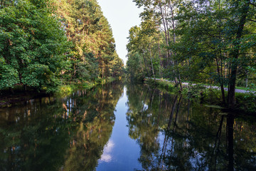 Fototapeta na wymiar Brda River canal near Rytel town in Pomorskie Region