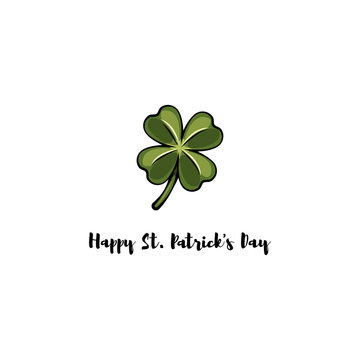 Clover four-leaf contour. St. Patrick s day. Silhouette.  illustration isolated on white