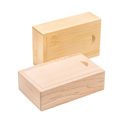 Wooden box isolated on white background. Wood package made from oak material. ( Clipping path )