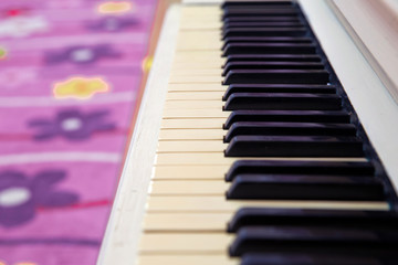 Piano keyboard background with close up shot.Fair in blurred and de-focus, Soft focus,Select focus