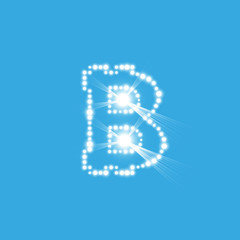 Digital bitcoins symbol with light effect on transparent backgraund.