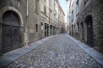 Obraz premium Ancient street view, Citta Alta, Bergamo, Italy.