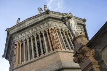 Religious building,baptistery, Battistero by Giovanni da Campione, Citta Alta, Bergamo, Italy.