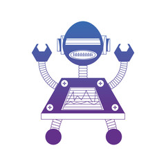 cartoon robot icon over white background colorful design vector illustration