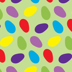 Easter eggs set in colorful palette vector pattern illustration on a green background