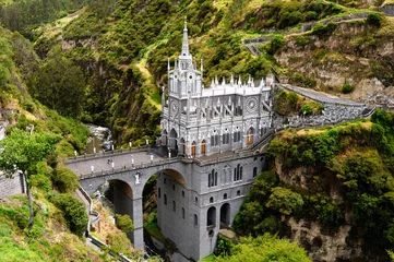 Fototapeten One of the most beautiful churches in the world. Sanctuary Las Lajas built in Colombia close to the Ecuador border © Rafal Cichawa