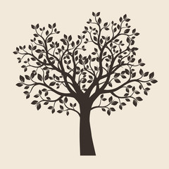 Fototapeta premium Black Tree with Leaves. Vector Illustration.