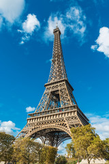 Fototapeta na wymiar Eiffel Tower on sunny day, Paris, France