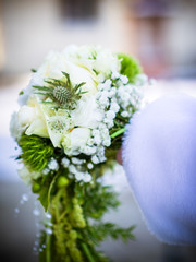 Winter wedding bouquet in color white lovely