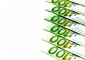 Euro banknotes close up. Several hundred euro banknotes