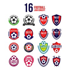 Naklejka premium Football Club Logo Set Vector Template Design