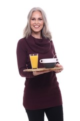 Mature woman with food