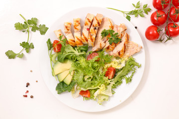 grilled chicken sliced and salad