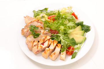 grilled chicken sliced and salad