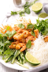 noodles with shrimp and coriander