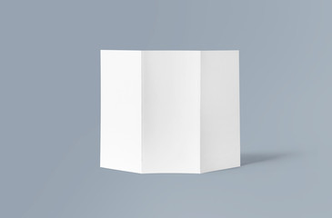 Tri-fold brochure mock-up. Blank brochure white template paper on background. Three fold paper...