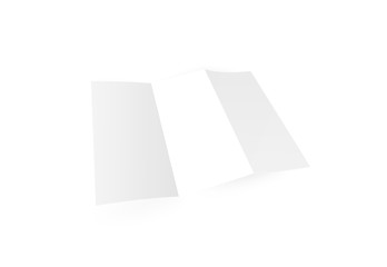 Tri-fold brochure mock-up. Blank brochure white template paper on background. Three fold paper brochure for your design.