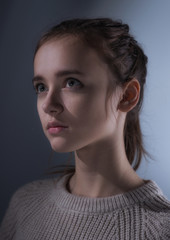 portraits of a young and beautiful girl in the Studio